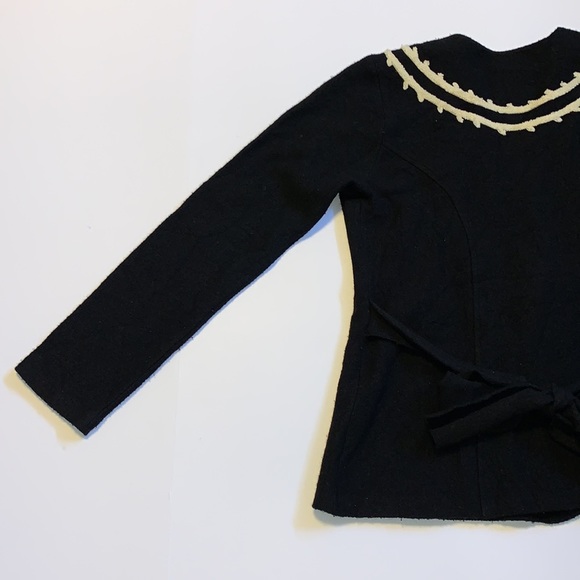 Anthropologie Guinevere Black Felted Wool Cardigan - Women’s Size Medium - Picture 3 of 7